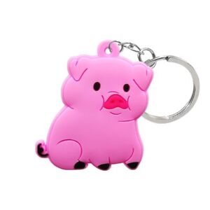 1Pcs PVC Cute Animal Cartoon Keychain Mini Pig Shape Key Holder Fit Women New