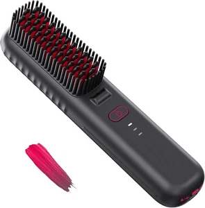 Cordless Hair Straightener Brush, Portable Mini Straightening Brush for Travel - Picture 1 of 7