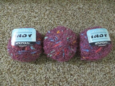 3 - 50 GRAM SKEINS IL COTONE INDY YARN MONDIAL MADE IN ITALY PURPLE MULTI COLOR - Image 1 of 4