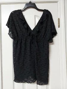 BECA BLACK LACY SWIMSUIT COVERUP - PULL OVER - SIZE XS (SEE MEASUREMENTS) - Picture 1 of 3