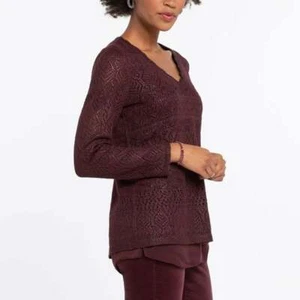 NIC+ZOE Shine On Sweater in Winterberry MEDIUM MSRP $148 NWT - Picture 1 of 7