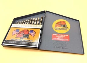 Drill Hog® 13 Pc LEFT HAND Niobium Nb41 Drill Bit Set Drills Lifetime Warranty - Picture 1 of 4