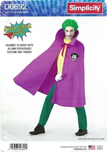 Simplicity D0692 SUPER SIMPLE CAPES Adult Unisex Costume ONE SIZE UNCUT Pattern - Picture 1 of 4