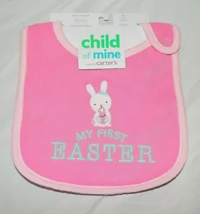 NEW Baby Girl My First Easter Bib Bunny Pink Chick Spring Water Resistant - Picture 1 of 2