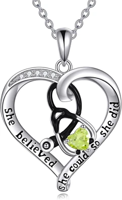 Ожерелье со стетоскопом камень август серебро 925 пробы подарки медсестре доктор RN - Изображение 1 из 4