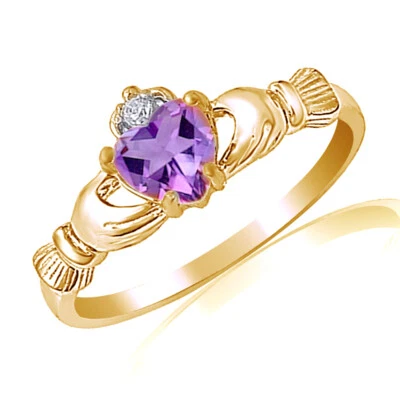 Anillo Claddagh 6MM Simulado Alejandrita Plata de Ley Chapado en Oro 18K Foto 1 de 2