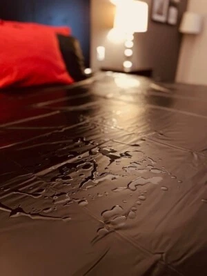 Sábana bajera impermeable 254 cm x 234 cm (100 pulgadas x 92 pulgadas), juegos húmedos, protector de colchón Foto 1 de 4