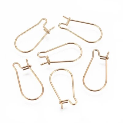 Серьги-кольца из нержавеющей стали золотистые 22 калибра провода для почек 20x10,5x0,6 мм 20 шт. - Изображение 1 из 2