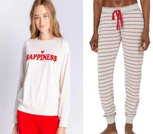 PJ Salvage Women's Frosted Fair Isle Lounge Set XS Happiness Top + Striped Pants - Picture 1 of 14