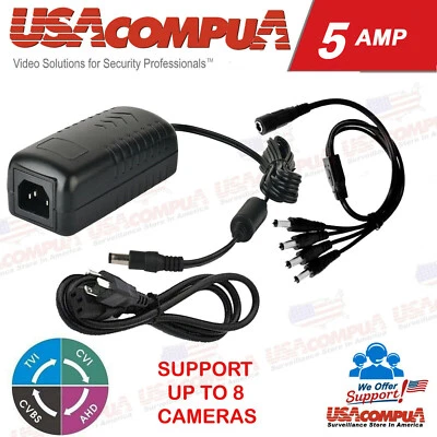  Power Supply Adapter with 8 way Splitter Security system CCTV Camera 5Amp  - Image 1 of 4