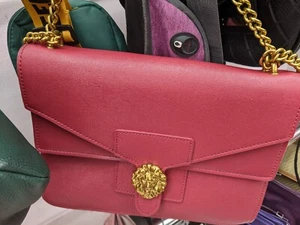 Anne Klein Diana Large Double Flap Chain Cross Body Bag Ruby Red Gold - Picture 1 of 13