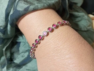 Bracciale tennis Rodiato con Zircone Cubico rosso rubino BR202 - Foto 1 di 2