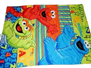 3A5A !WOW! Vintage SESAME STREET ABC 123 Elmo Toddler Bed Comforter Blanket - Picture 1 of 6