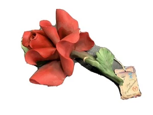 Beautiful Handcrafted Dea Capodimonte Red Rose - Napoli Italy - Picture 1 of 9