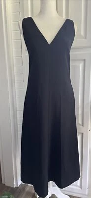 NWT Massimo Dutti Black V Neckline Dress Sz:S - Image 1 of 4
