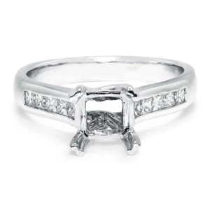 Princess Diamant halbmontierter Verlobungsring Fassung Weißgold 0,38 kt passt 1 kt - Bild 1 von 8