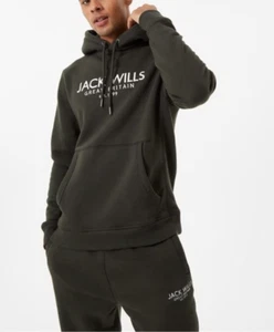 Jack Wills Batsford Graphic Logo Hoodie In Khaki - Picture 1 of 5