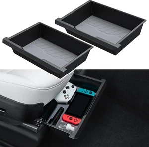 Pack de 2 organizadores de cajas de almacenamiento debajo del asiento modelo Y impermeables, negros - Imagen 1 de 9