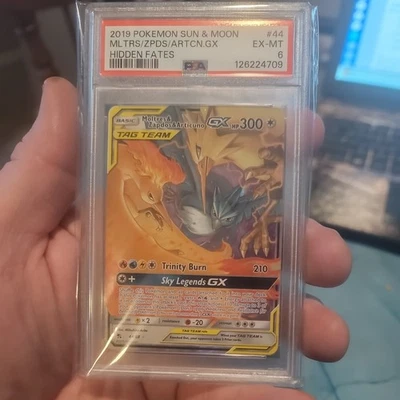 2019 Pokemon Sun & Moon Hidden Fates #44 Moltres, Zapdos, Articuno PSA 6 - Image 1 of 4