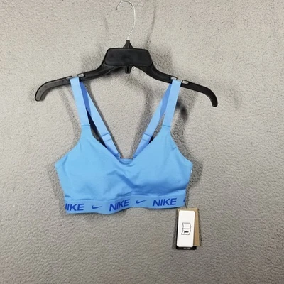 Sujetador deportivo Nike Dri-FIT Swoosh Indy pequeño azul cielo impacto medio FD1065-412 Foto 1 de 4