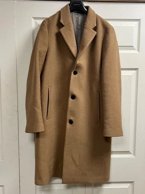 Theory Tan Suffolk Melton Wool Overcoat Large - Image 1 of 4