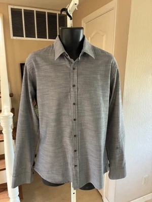 Teddy Stratford NYC Shirt Medium Grey Button Front Hidden Zipper 41-42 (M-L) - Image 1 of 4