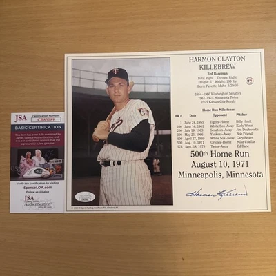 HARMON KILLEBREW SIGNED AUTOGRAPHED HOME RUN MILESTONES 500th PHOTO JSA COA - Image 1 of 4