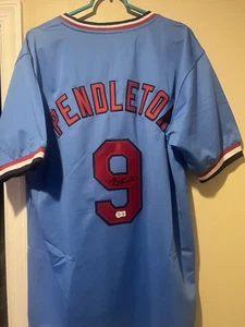Camiseta de béisbol Terry Pendleton firmada St Louis azul en polvo (JSA) autografiada - Imagen 1 de 5