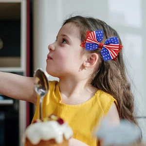  3 Pezzi Fiocco Barrette per Capelli Fiocchi Patriottici Clip a Forma di Accessori Ragazza - Foto 1 di 12