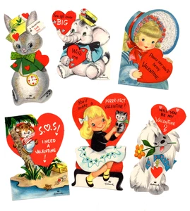 Lote de 2 tarjetas vintage de San Valentín, retro lindo HALLMARK - Imagen 1 de 3