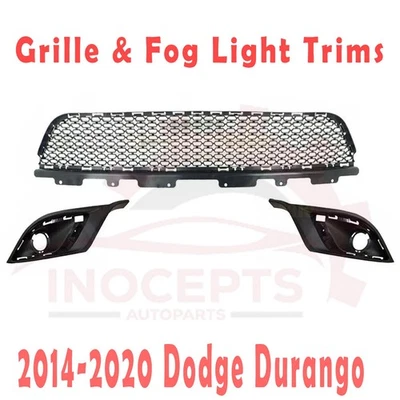 New Front Lower Grille+Fog Light Trims Left & Right For 2014-2020 Dodge Durango Foto 1 de 4