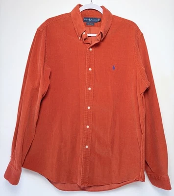 Vintage Polo RALPH LAUREN Orange Corduroy Shirt Mens Sz XL  Pony logo Preppy y2k - Image 1 of 4