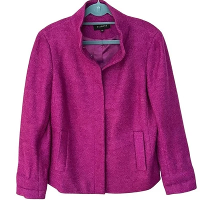 Chaqueta Talbots Mezcla de Lana Oculta Snap Cuello Mandarín | Violeta Púrpura Talla 6 Foto 1 de 4
