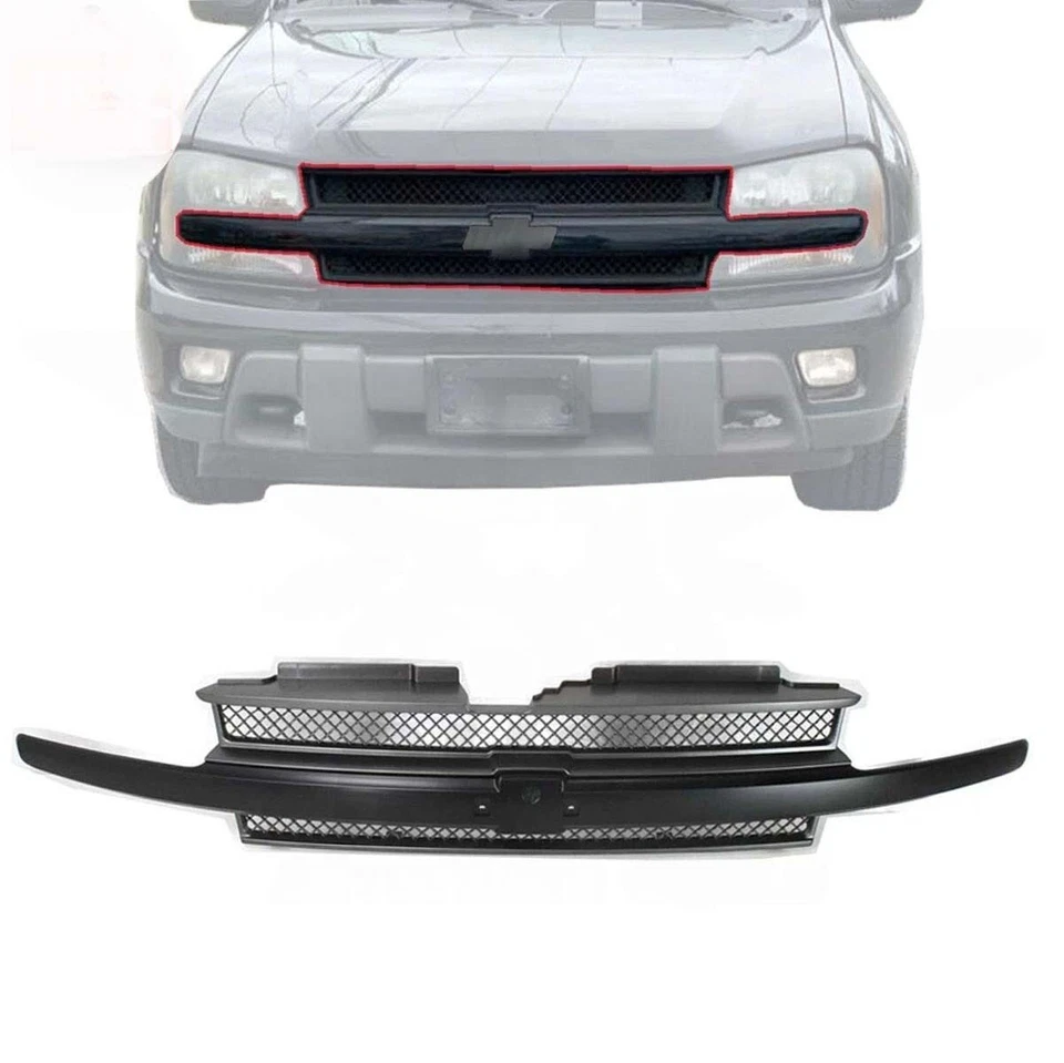New Front Grille Assembly Black Fits 2002-2005 CHEVROLET TRAILBLAZER - Imagem 1 de 1