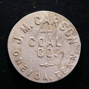 RARE - R10 Tennessee coal scrip token - J.M. Carson Coal Co., 5¢, Oneida, Tenn. - Picture 1 of 2