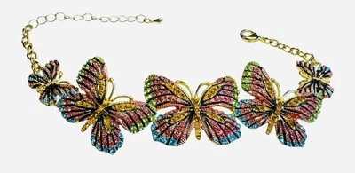 Pulsera Mariposa Ajustable JTV Off Park Collection Cristales Colores Tono Dorado Foto 1 de 2