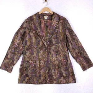 TravelSmith Tapestry Paisley Blazer Jacket Large Multicolor Rayon Blend Boho - Picture 1 of 9