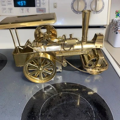 Vintage WILESCO D36 BRASS LIVE STEAM ENGINE "ROLLER"  TRACTION TRACTOR  W German - Image 1 of 4