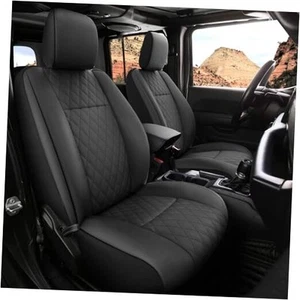 Front Seat Covers for Jeep Wrangler JL 2018-2024 Sahara JL (2018-2024) Black - Picture 1 of 7