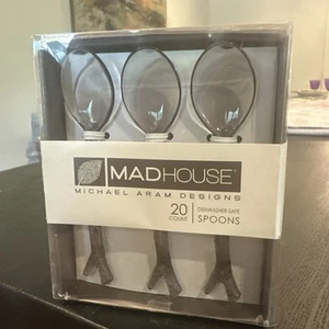 MadHouse Michael Aram Designs Grey Plastic Twig Design Mini Spoons Dips Serving - Picture 1 of 5