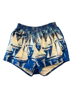 Costume da bagno spiaggia barca a vela blu vintage anni 40 50 tavola pantaloncini vita 29-32 pollici - Foto 1 di 4