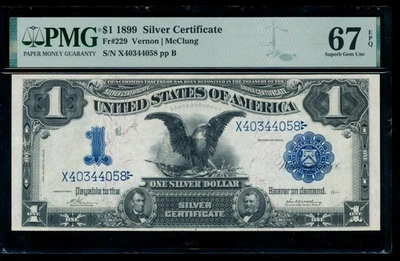 AC Fr 229 1899 $1 Silver Certificate PMG 67 EPQ gem uncirculated - Image 1 of 2