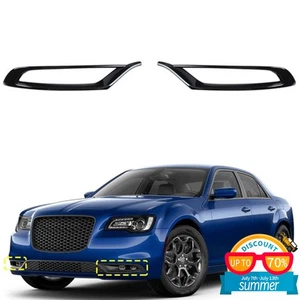 2PCS Gloss Black Front Fog Light Lamp Decor Cover Trim For Chrysler 300 2015+ - Picture 1 of 9