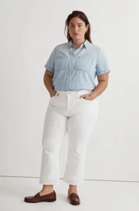 Jeans Madewell Kick Out Crop bianco elasticizzato taglie forti 26W nuovi con etichetta - Foto 1 di 8