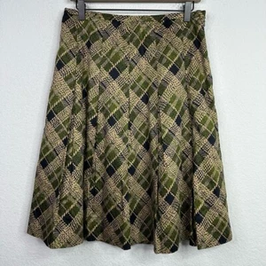 Harold's Skirt Womens Size 8 Green Plaid Geometric Pleated A-Line Preppy Boho - Picture 1 of 5