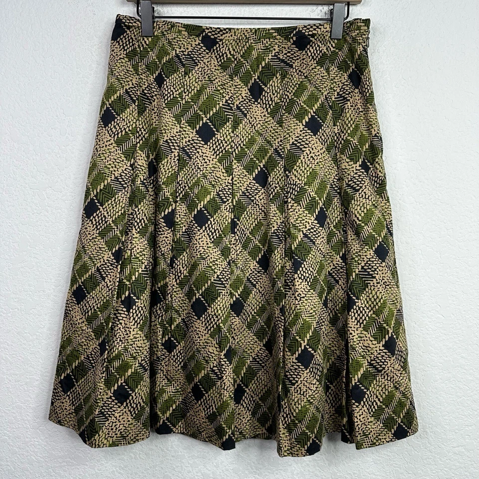 Harold's Skirt Womens Size 8 Green Plaid Geometric Pleated A-Line Preppy Boho - Image 1 of 4