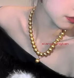 Round long AAAAA 20"11-12mm Natural south sea golden pearl necklace 14K GOLD - Picture 1 of 6