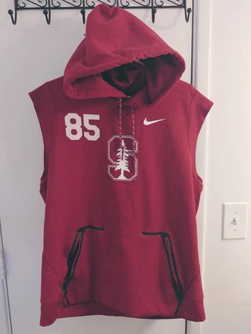 Stanford University Football Team Issued Sleeveless Hoodie Sweat Shirt, #85 Cover