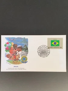 Stamps: UN, FDC 24, Scott 413, Brazil, Flag, 1983, NY - Picture 1 of 1