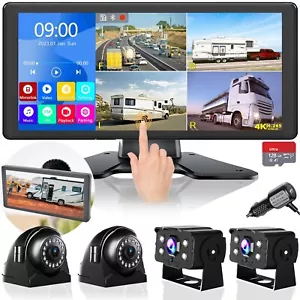 4K RV Backup Camera System 10.36" Quad Split Touch Screen Monitor with 4 1080... - Picture 1 of 9
